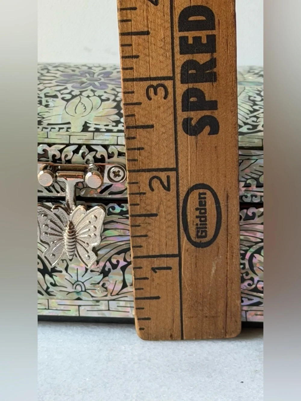 Mother of Pearl Jewelry Box: Crane Pattern Wood Storage